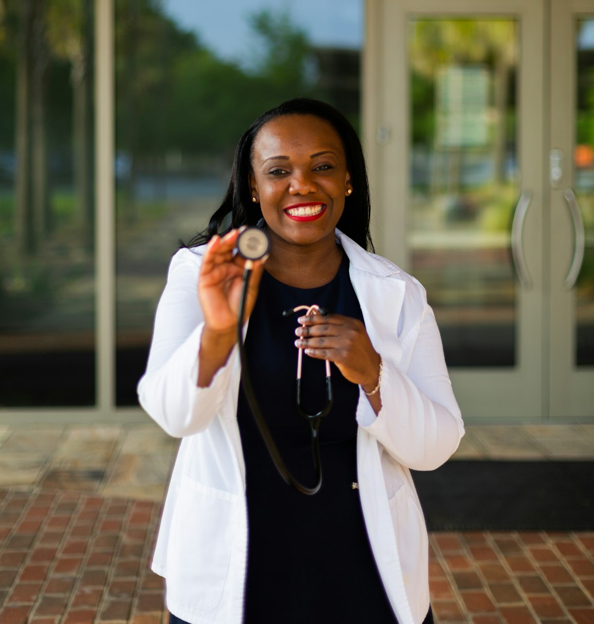 A doctor outside a clinic